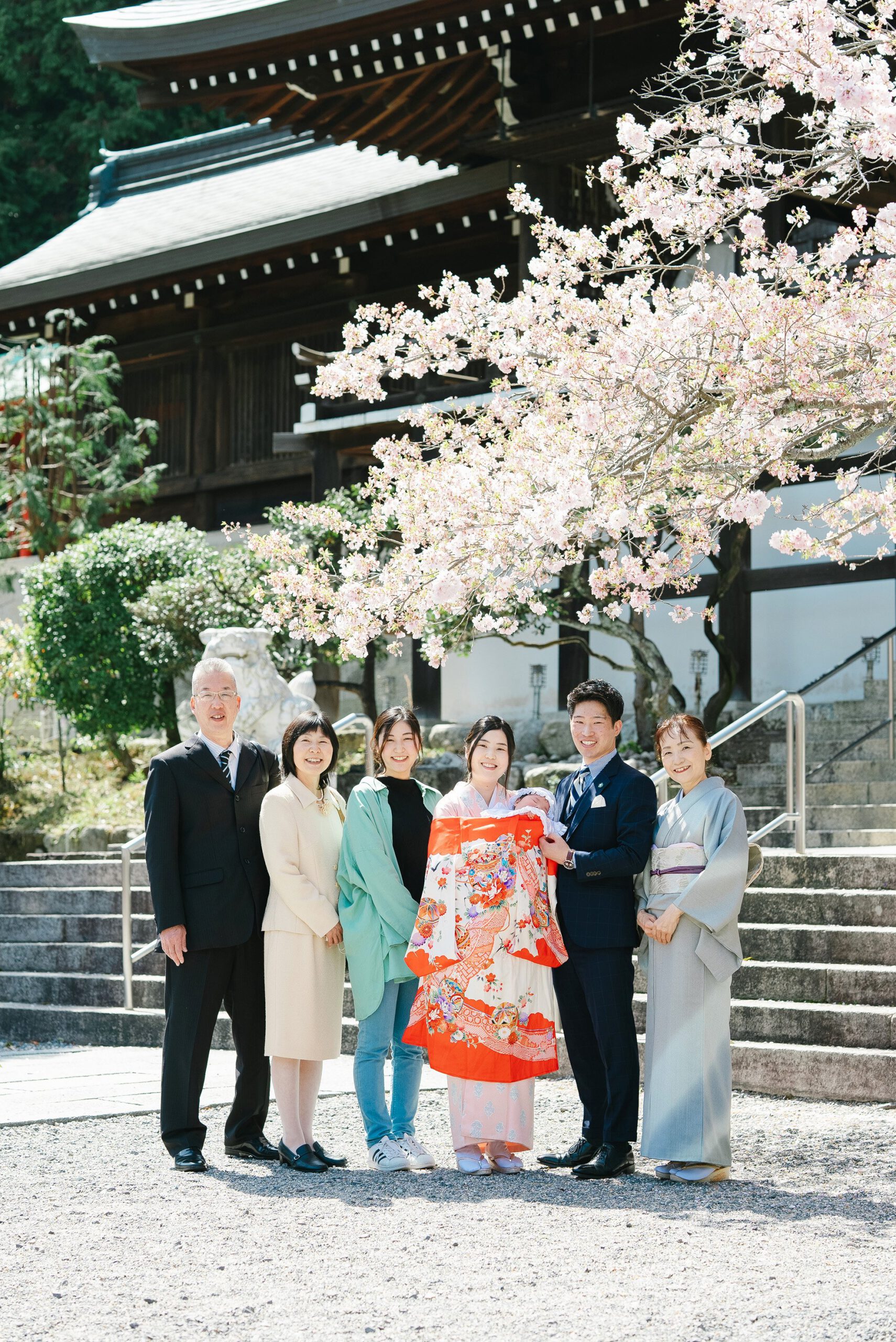 桜と家族写真